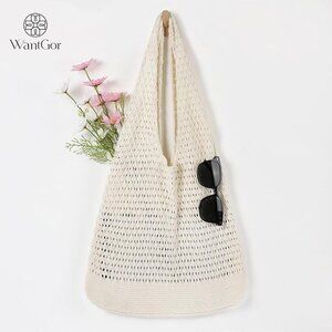 Crochet Bags, Beach Mesh Tote Bag Womens Shoulder Shopping Handbag